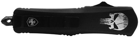 [093674807068] Templar Knife  Gen II Fallen Small 2.75" OTF Tanto Plain Black Oxide Stonewashed 440C SS Blade, 4.25" Black w/Skull Aluminum Handle, Glass Breaker