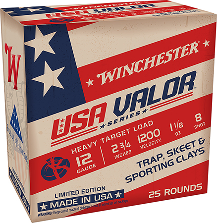 [020892232068] Winchester Ammo USAV128 USA Valor  12Gauge 2.75" 1 1/8oz 8Shot 25 Per Box/10 Case