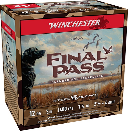 [020892029439] Winchester Ammo FP123254 Final Pass  12Gauge 3" 1 1/4oz 2.5/4Shot 25 Per Box/10 Case