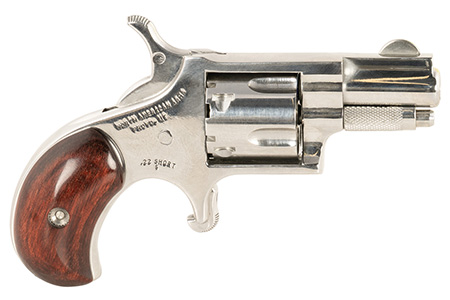 [744253000676] North American Arms SDLX LDLX  22 Short 5 Shot 1.13" Polished Stainless Steel, Rosewood Grip, Exposed Hammer