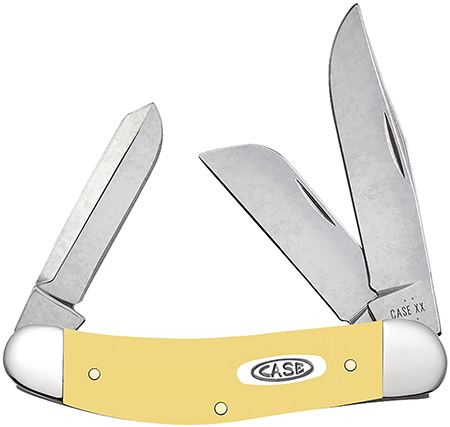[021205301181] Case 30118 Sowbelly  Folding Clip Point/Sheepsfoot/Spey Plain Mirror Polished Tru-Sharp SS Blade, Smooth Yellow Synthetic Handle
