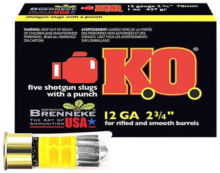 [4030128120973] Brenneke SL122KO K.O.  12Gauge 2.75" 1oz Slug Shot 5 Per Box/50 Case