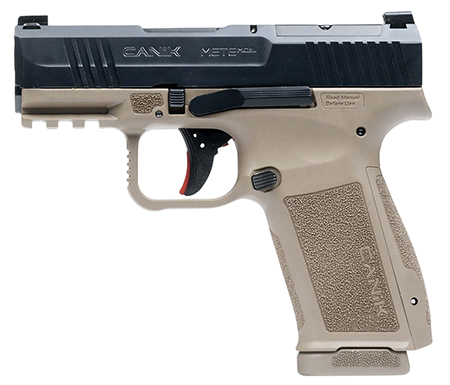 [787450932746] Canik HG7884CABD-N Mete MC9L *CA Compliant 9mm Luger 10+1 3.18" Black Steel Barrel, Black Nitride Steel Serrated Slide, Flat Dark Earth Polymer Frame w/Picatinny Rail, Interchangeable Backstrap Grip