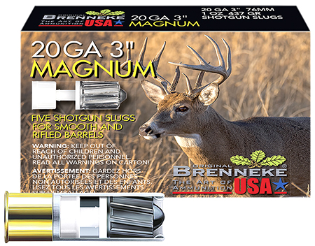 [4030128200279] Brenneke SL203M Magnum  20Gauge 3" 1oz Slug Shot 5 Per Box/50 Case