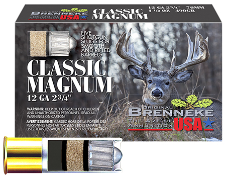 [4030128120188] Brenneke SL122CLM Classic Magnum  12Gauge 2.75" 1 1/8oz Slug Shot 5 Per Box/50 Case
