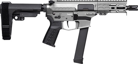 [840442504793] CMMG 99A290FTNG Banshee FE MkGs 9mm Luger 33+1 5" Black Nitride Threaded Barrel, M-LOK Handguard, Tungsten Cerakote Aluminum Receiver w/Picatinny Rail, Black Polymer CMMG RipBrace, CMMG Zeroed Grip