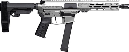 [840442504861] CMMG 99A520FTNG Banshee FE MkGs 9mm Luger 33+1 8" Black Nitride Threaded Barrel, M-LOK Handguard, Tungsten Cerakote Aluminum Receiver w/Picatinny Rail, Black Polymer CMMG RipBrace, CMMG Zeroed Grip
