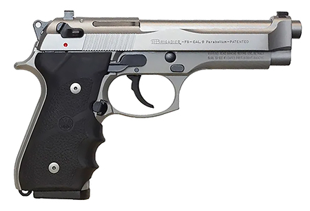 [082442815527] Beretta USA J92F560M 92FS Inox Full Size Frame 9mm Luger 15+1 4.90" Satin Steel Barrel, Satin Stainless Steel Serrated Slide, Satin Anodized Aluminum Frame, Black Stippled Rubber Grip