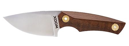 [810069392295] Woox BU.KNF030.01 Bad Boy  2.75" Plain Drop Point D2 Steel Blade American Walnut w/ Brass Hardware Handle 6.25" OAL