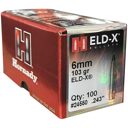 [090255245509] Hornady 24550 ELD-X  6mm .243 103 gr Extremely Low Drag eXpanding 100 Per Box/ 25 Case