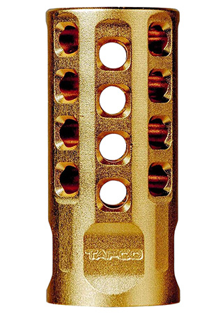 [810122800262] Tapco TAP22032  Muzzle Brake Gold Anodized Aluminum 1/2"x28 Threads 2" OAL .920" Diameter 22LR