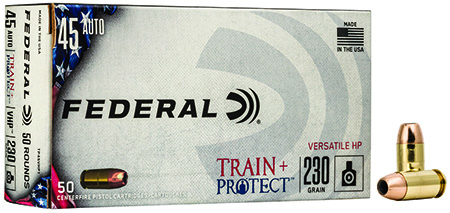 [604544627305] Federal TP45VHP1 Train + Protect  45ACP 230gr Versatile Hollow Point 50 Per Box/10 Case