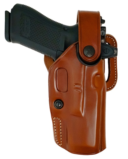 [601299034358] Galco APO226R APO Strongside/Crossdraw OWB Tan Steerhide Fits Glock 19 Gen 1-5 Belt Holster Mount Right Hand
