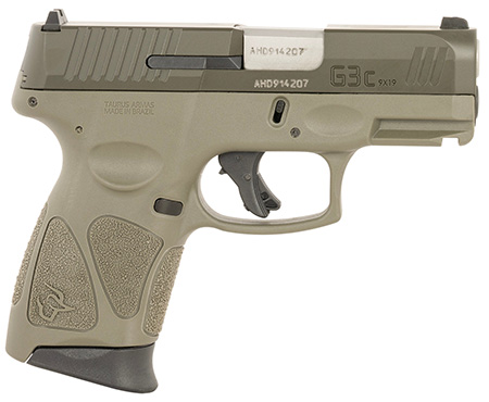 [725327630975] Taurus 1-G3C93BO G3C  9mm Luger 12+1 3.26" Matte Stainless Steel Barrel Mil-Spec Green Cerakote Alloy Steel Serrated Slide