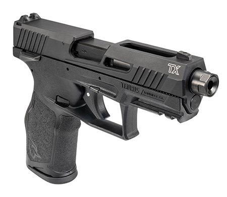 [725327943686] Taurus 1-2TX22341-5X10 TX22  Full Size Frame 22 LR 10+1 4.10" Black Non-Threaded Barrel, Black Serrated Slide, Black Polymer Frame w/Picatinny Rail, Ergonomic Grip, 5 Mags