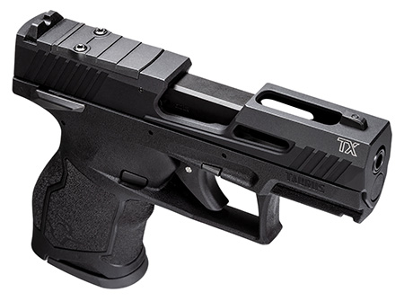 [725327943617] Taurus 1-TX22331-5X10 TX22  Compact Frame 22 LR 10+1 3.60" Black Non-Threaded Barrel, Black Serrated Slide, Black Polymer Frame w/Picatinny Rail, 5 Mags