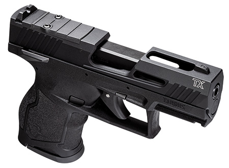 [725327943600] Taurus 1-TX22331-5X13 TX22  Compact Frame 22 LR 13+1 3.60" Black Non-Threaded Barrel, Black Serrated Slide, Black Polymer Frame w/Picatinny Rail, 5 Mags