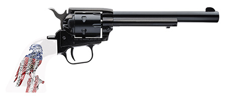 [727962710289] Heritage Mfg RR22B6-PE Rough Rider  22 LR 6 Shot 4.75" Black Oxide Steel Barrel   &  Cylinder, Black Oxide Zinc Alloy Frame, Patriot Eagle Grip, Manual Safety, Exposed Hammer