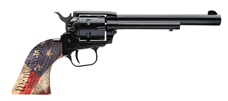 [727962710265] Heritage Mfg RR22B6-WTP Rough Rider  22 LR 6 Shot 6.50" 22 LR 6 Shot 6.50" Black Oxide Barrel  &  Cylinder, Black Steel Zinc Alloy Frame, We The People Grip, Exposed Hammer