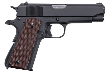 [602686241113] Auto-Ordnance 1911BKOC 1911 A1 Commander 45 ACP 7+1 4.25" Matte Black Serrated  Carbon Steel Slide Matte Black Matte Black Carbon Steel Brown Checkered Polymer Grips Right Hand