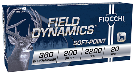 [762344713953] Fiocchi 360BHB Field Dynamics  360Buckhammer 200gr Soft Point 20 Per Box/10 Case