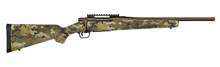 [015813282802] Mossberg 28280 Patriot  Compact 350 Legend 4+1 18" Patriot Brown Cerakote Threaded Bull Barrel, Patriot Brown Cerakote Steel Receiver w/Picatinny Rail, MultiCam Fixed Synthetic Stock