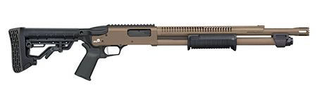 [015813507561] Mossberg 50756 590R  12 Gauge Pump 3" 6+1 18.50" Flat Dark Earth Cerakote Heat Shield Barrel, Flat Dark Earth Cerakote Steel Receiver, Black AR Mil-Spec Adjustable Synthetic Stock, Black Magpul Grip