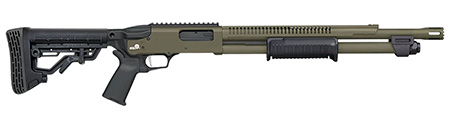 [015813507578] Mossberg 50757 590R  12 Gauge Pump 3" 6+1 18.50" OD Green Cerakote Heat Shield Barrel, OD Green Cerakote Steel Receiver, Black AR Mil-Spec Adjustable Synthetic Stock, Black Magpul Grip