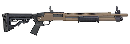 [015813507585] Mossberg 50758 590R  12 Gauge Pump 3" 6+1 18.50" Flat Dark Earth Cerakote Heat Shield Barrel, Flat Dark Earth Cerakote Steel Receiver, Black AR Mil-Spec Adjustable Synthetic Stock, Black Magpul Grip