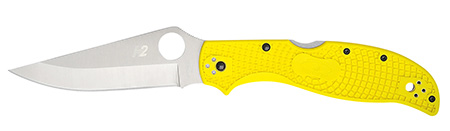 [716104018062] Spyderco C258PYL Stretch 2 XL Lightweight 3.95" Folding Plain Stonewashed H2 Steel Blade, Yellow Bi-Directional Texturing FRN Handle