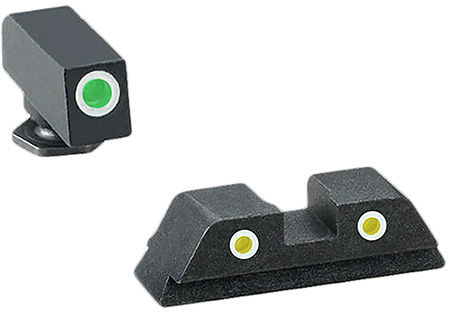[644406900313] AmeriGlo GL115 Classic Tritium Sight Set for Glock  Green Tritium White Outline Front Sight-Yellow Tritium White Outline Rear Sight