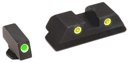 [644406900375] AmeriGlo GL121 Classic Tritium Sight Set for Glock  Green Tritium White Outline Front Sight-Yellow Tritium White Outline Rear Sight