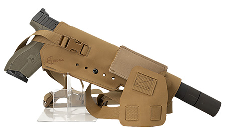 [709750015950] Cole-tac VWX104 Varmint Wrangler XL Pistol Holder Chest Coyote Brown Left Hand