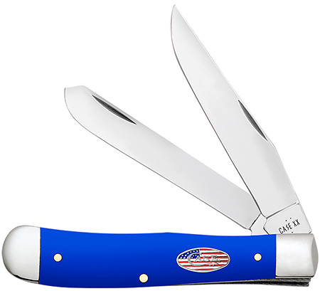 [021205164007] Case 16400 USMC  Folding Clip Point/Spey Plain Tru-Sharp SS Blade, Smooth Royal Blue Synthetic Handle
