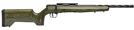 [062654702518] Savage Arms 70251 B Series  Full Size 22 LR 10+1 18" Matte Black Spiral Fluted Threaded Barrel, Matte Black Carbon Steel Receiver w/Picatinny Rail, OD Green Fixed Laminate Stock, Right Hand