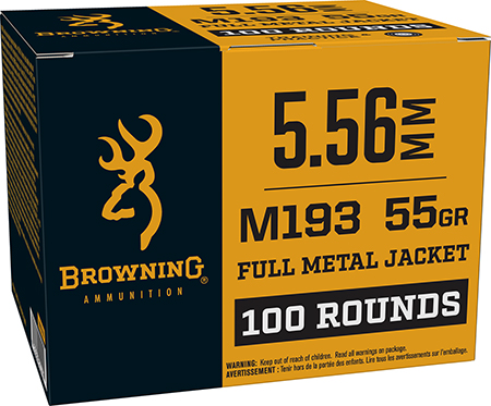 [020892234017] Browning Ammo BM193100 M193  5.56mm 55gr Full Metal Jacket 100 Per Box/10 Case