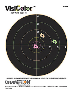 [076683458247] Champion Targets 45824 VisiColor  Bullseye Paper Hanging Pistol/Rifle 8.50" x 11" Multi-Color Includes Pasters 10 Pack