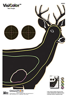 [076683458230] Champion Targets 45823 VisiColor  Deer Paper Hanging Pistol/Rifle 13" x 18" Multi-Color Includes Pasters 10 Pack