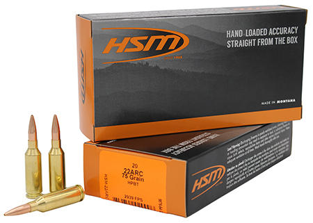 [810742029906] HSM 22ARC1N Varmint  22ARC 75gr Hollow Point Boat Tail 20 Per Box/25 Case