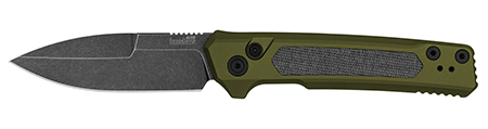 [087171071114] Kershaw 7205 Launch 22 Automatic 3.45" Folding Spear Point Plain CPM MagnaCut Steel Blade, OD Green Anodized w/Black Micarta Inserts Aluminum Handle