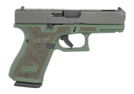 [810188103918] Glock UA195S204NCIRB G19 Gen5 Compact Frame 9mm Luger 10+1 4.02" Black GMB Barrel, Black Cerakote Steel Serrated Slide, Black/Green Cerakote Polymer Frame w/Picatinny Rail, Ambidextrous