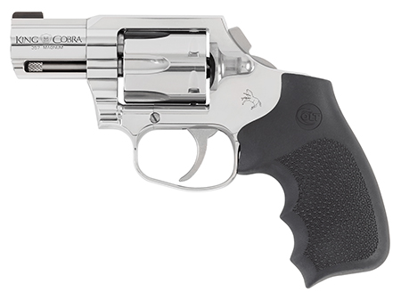 [098289001696] Colt Mfg KCOBRASB2RBB King Cobra  357 Mag 6rd Shot 2" Stainless Steel Barrel, Cylinder  &  Frame, Black Hogue Overmolded Grip, Exposed Hammer, DAO