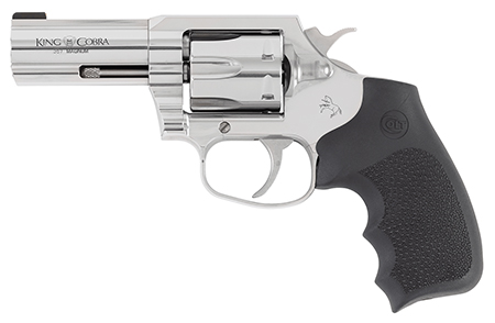 [098289001702] Colt Mfg KCOBRASB3RBB King Cobra  357 Mag 6rd Shot 3" Stainless Steel Barrel, Cylinder  &  Frame, Black Hogue Overmolded Grip, Exposed Hammer