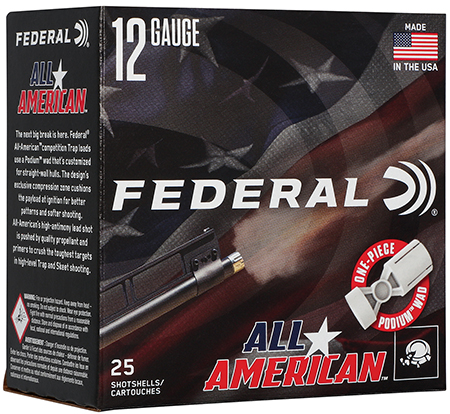 [604544706024] Federal FAA12L75 All-American  12Gauge 2.75" 1 1/8oz 7.5Shot 25 Per Box/10 Case