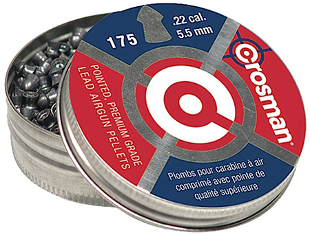 [028478002210] Crosman P022 Premier Pointed 22 Lead Pointed Hunting Pellet 175/Tin