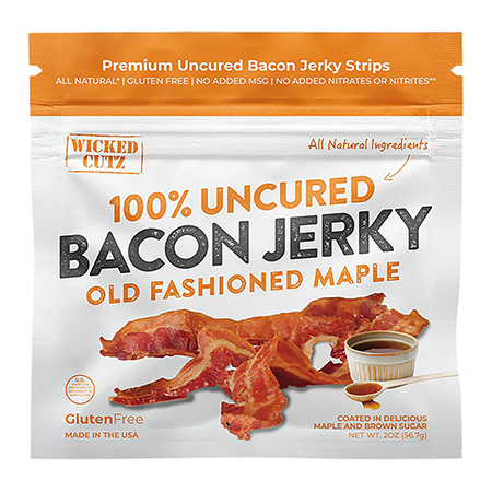 [853378008914] Wicked Cutz WCPJ02MA Old Fashioned Maple Bacon Jerky 2 Servings 10 Pack