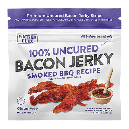 [853378008921] Wicked Cutz WCPJ02BQ Smoked BBQ Bacon Jerky 10 Pack
