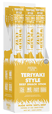 [853378008150] Wicked Cutz WCBS12TY Teriyaki Beef Sticks 12 Pack