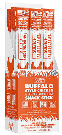 [853378008303] Wicked Cutz WCCS12BC Buffalo Style Chicken  &  Cheese Sticks 12 Pack