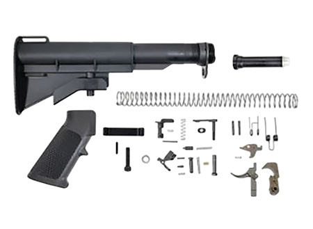 [810141220218] Dpms Panther Arms DP51655141530 CAR-15 Lower Build Kit AR-15 Black A2 Grip, Fiberlite Buttstock